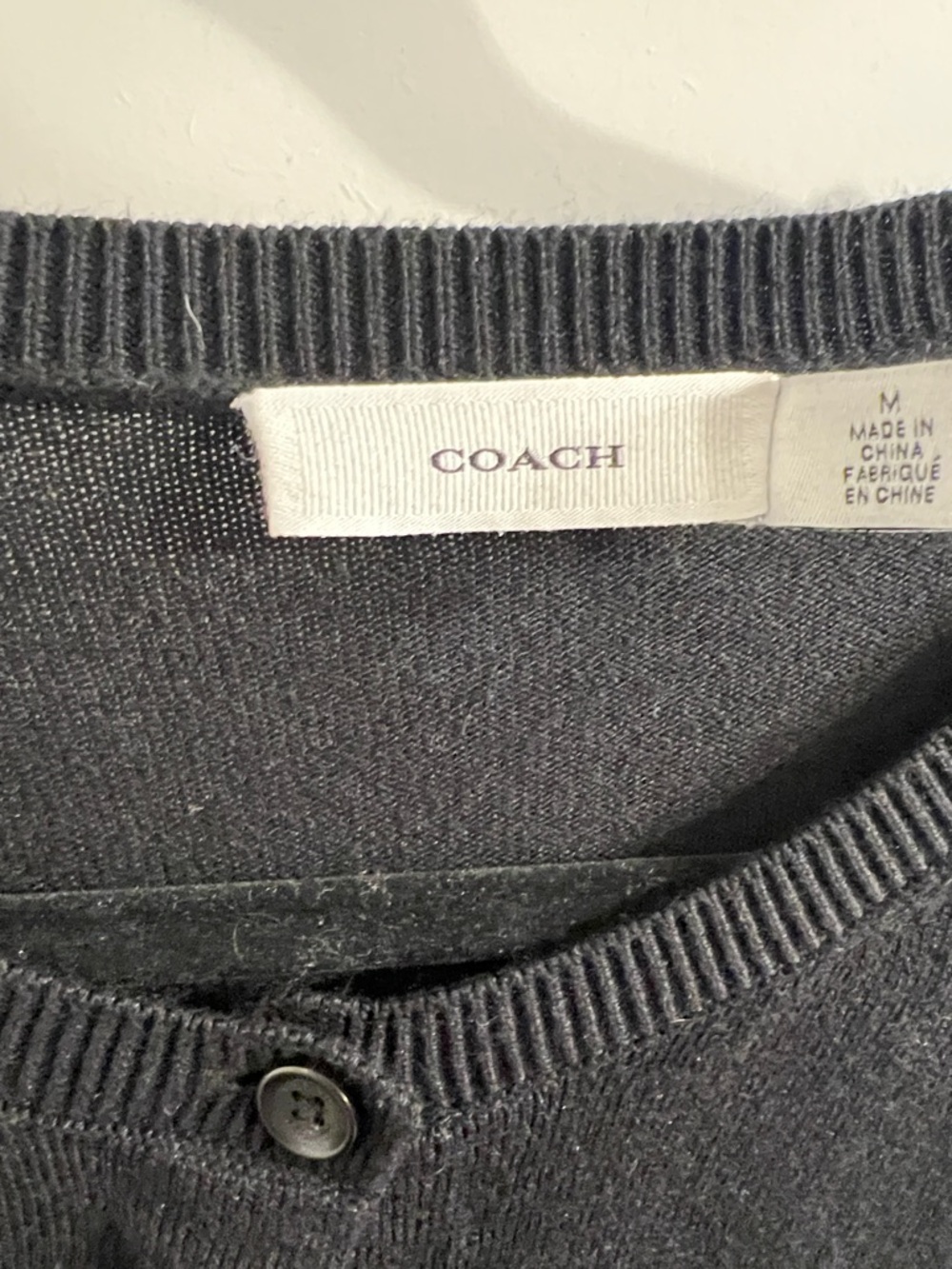 Coach Black Crewneck Button Cardigan - Picture 2 of 4